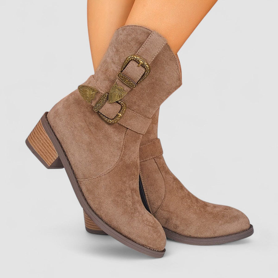 Rosa | Suede Buckle Ankle Boot