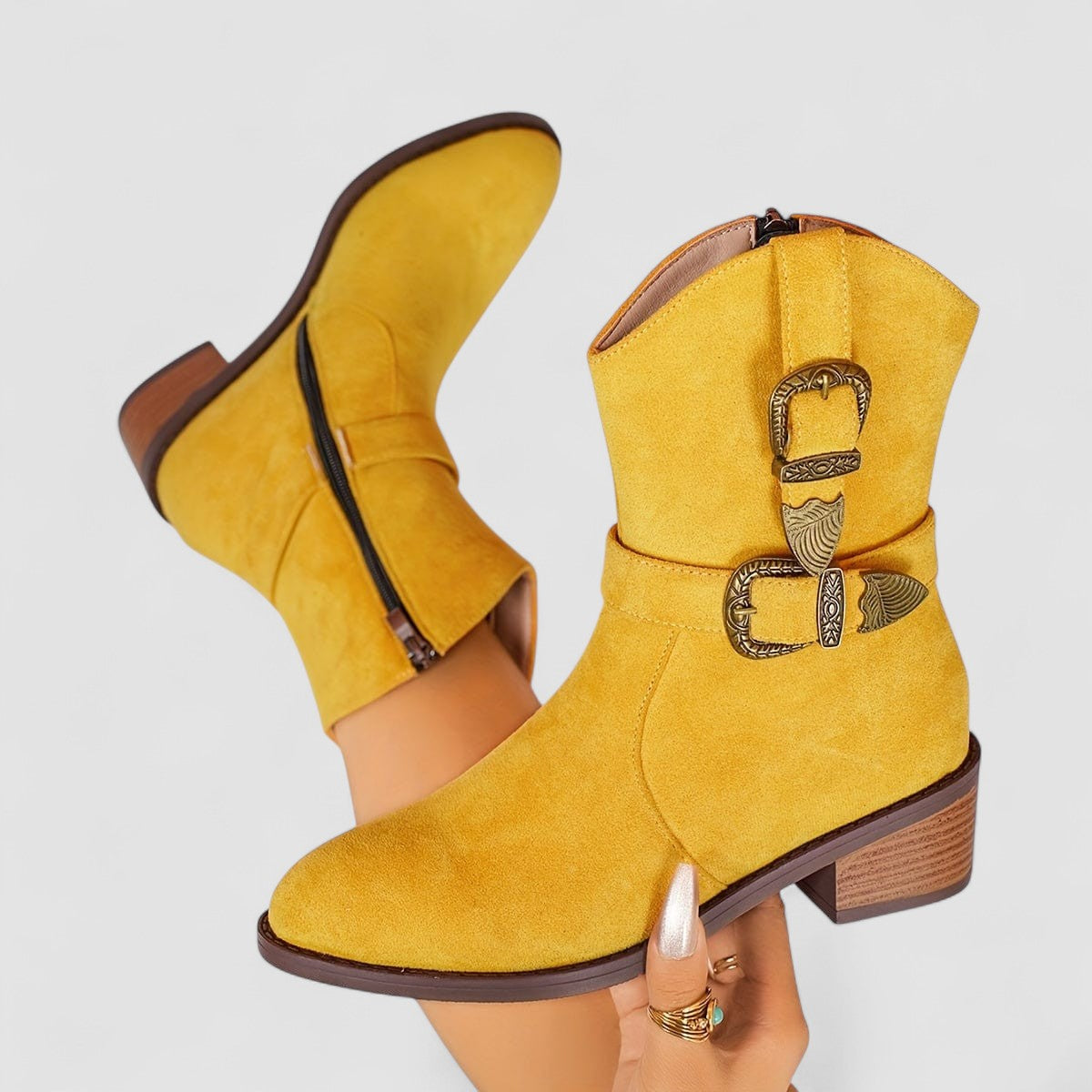 Rosa | Suede Buckle Ankle Boot