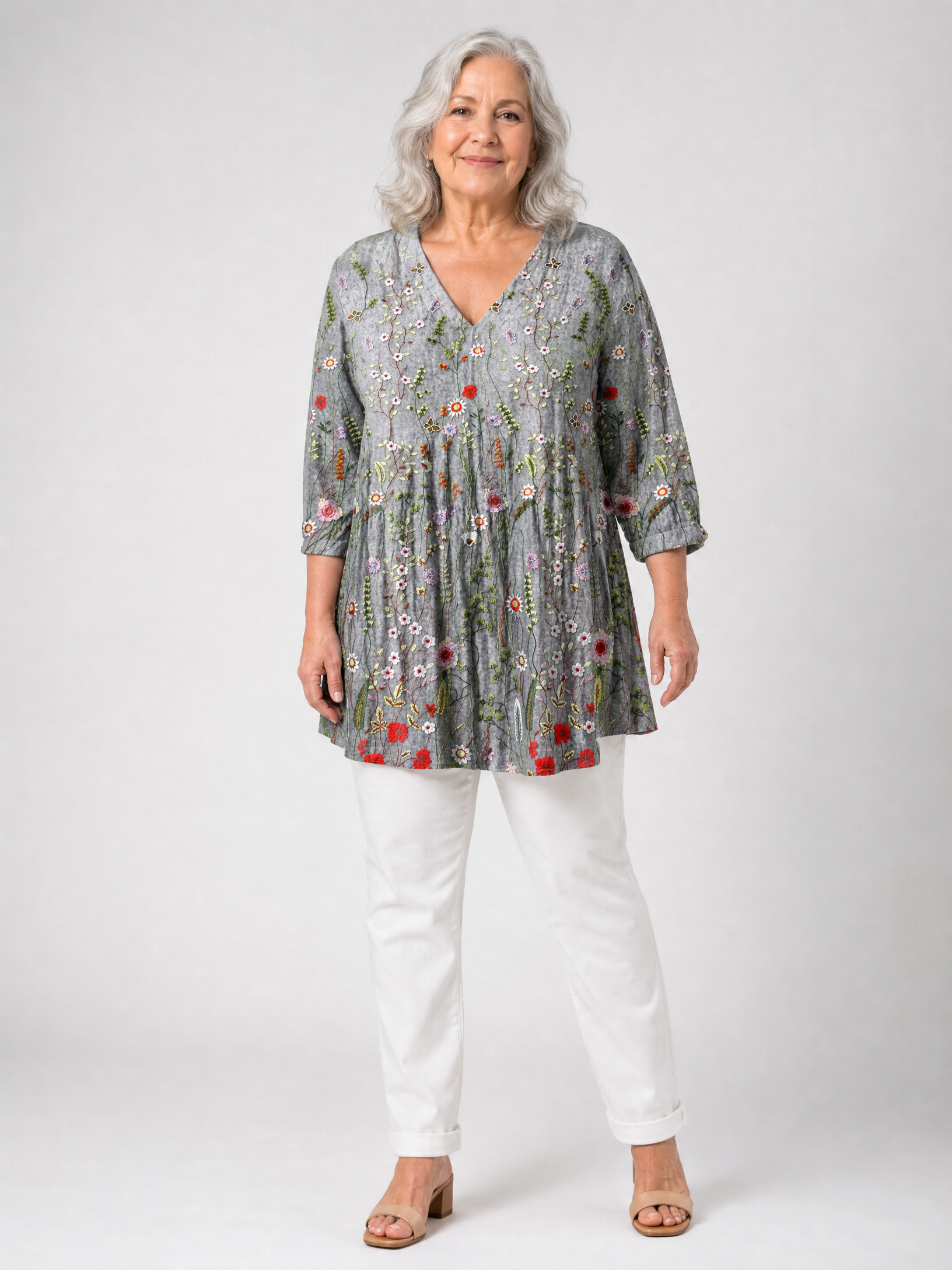 Amelie | Long Blouse with V-Neck