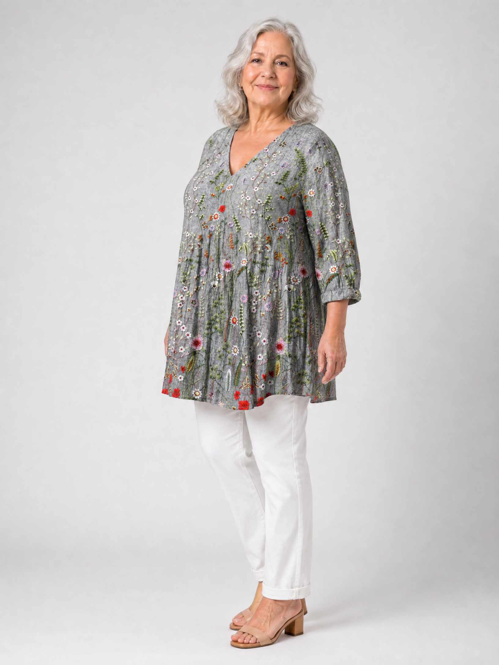 Amelie | Long Blouse with V-Neck