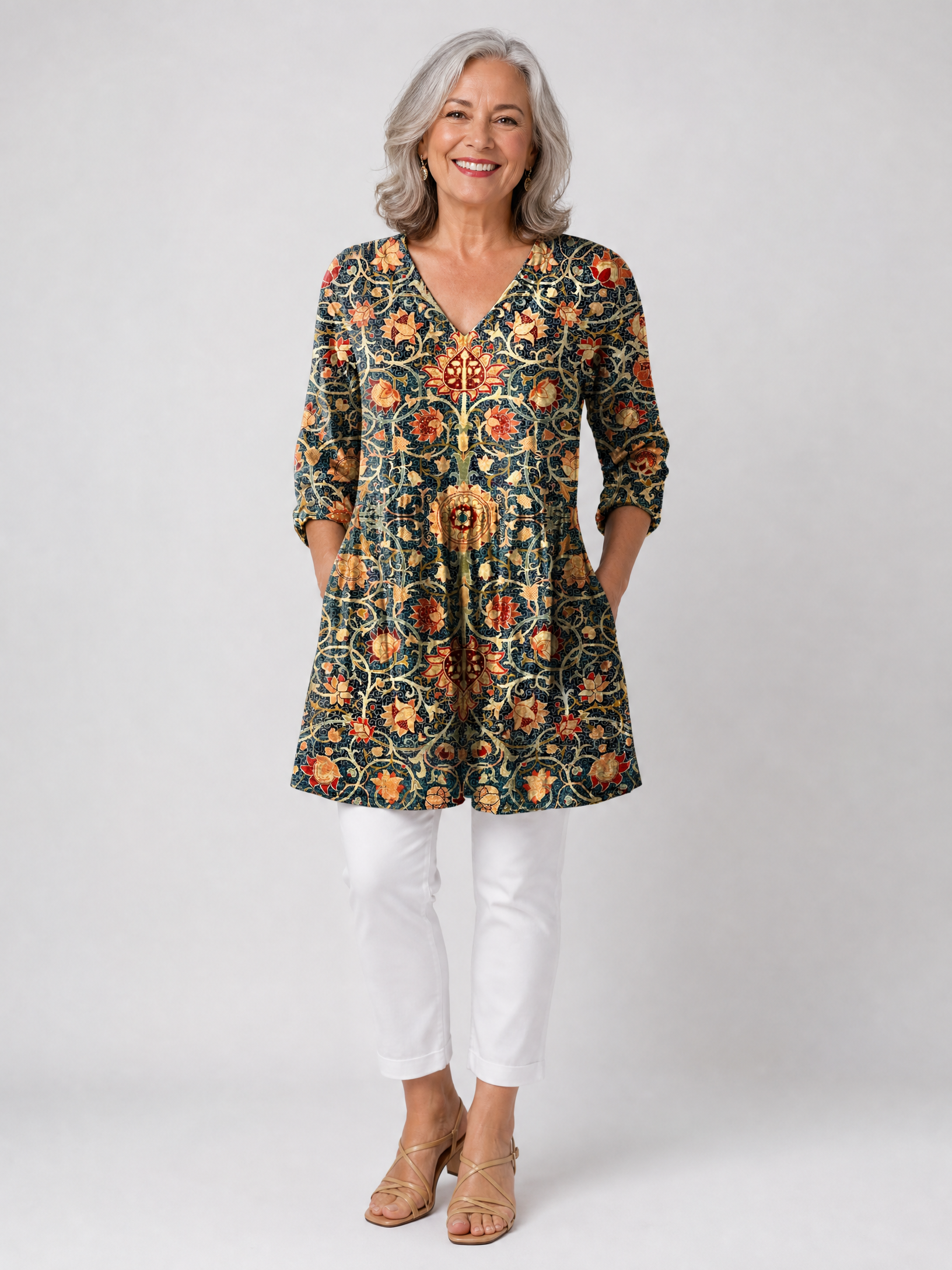 Celine | Long Blouse with V-Neck