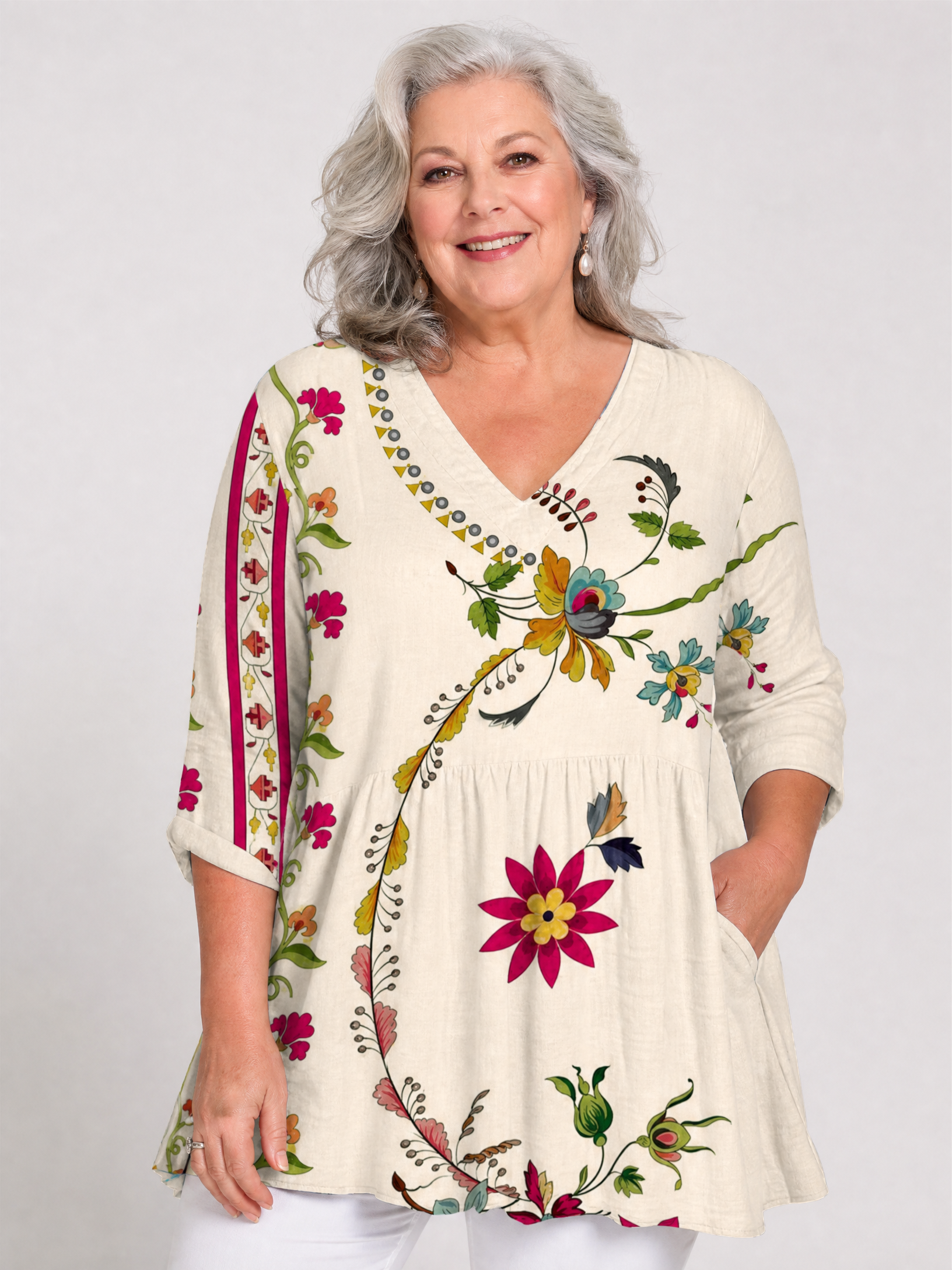 Clara | Long Blouse with V-Neck