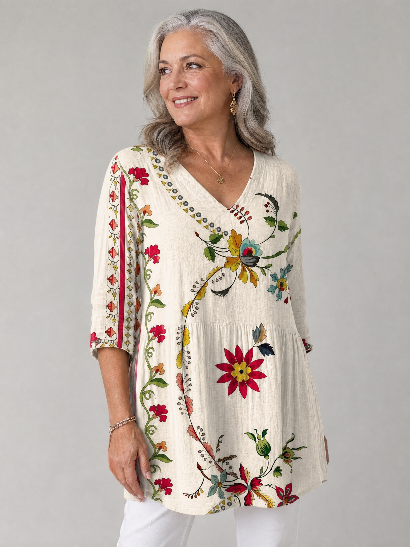 Clara | Long Blouse with V-Neck