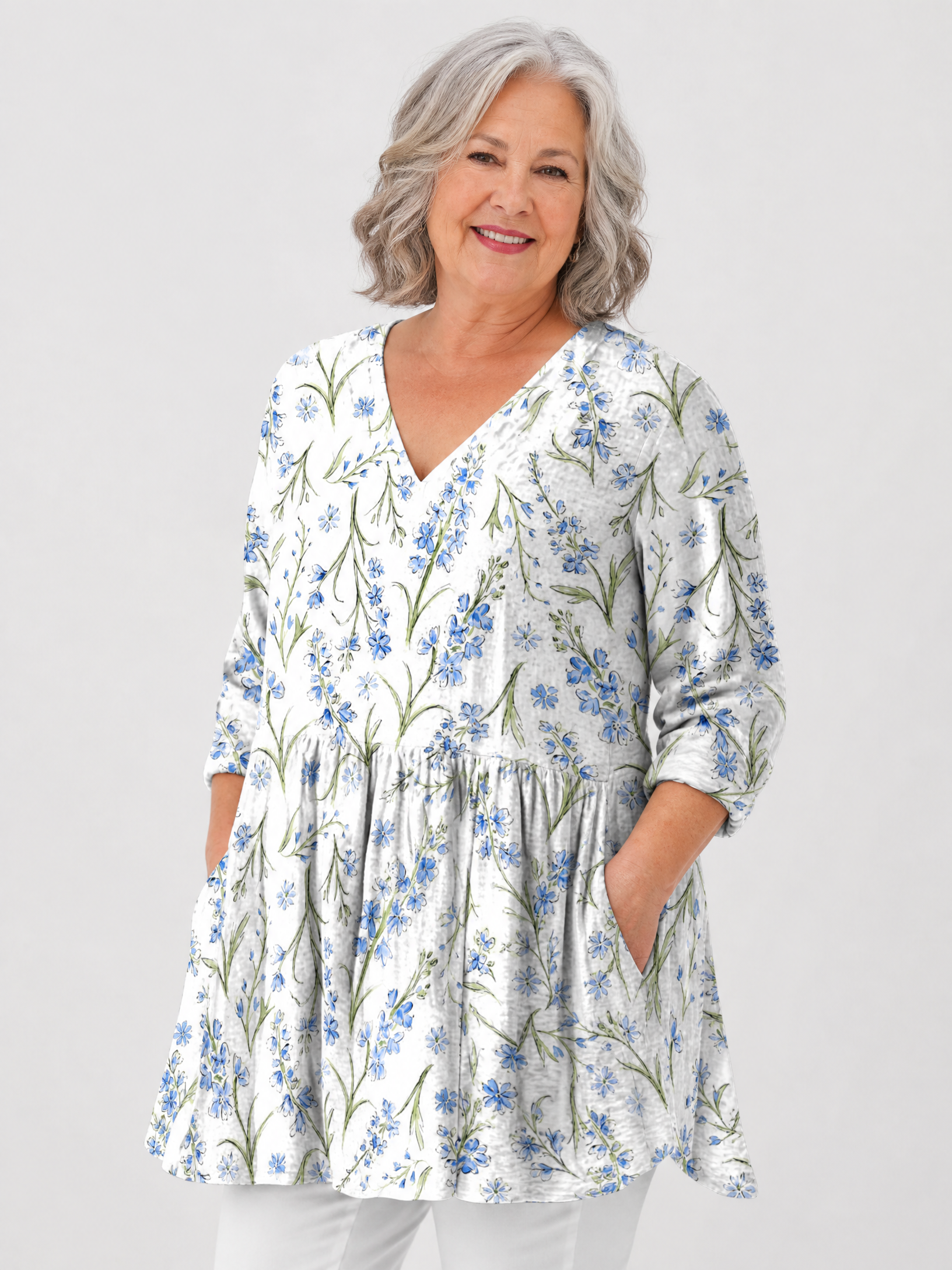 Jeanne | Long Blouse with V-Neck