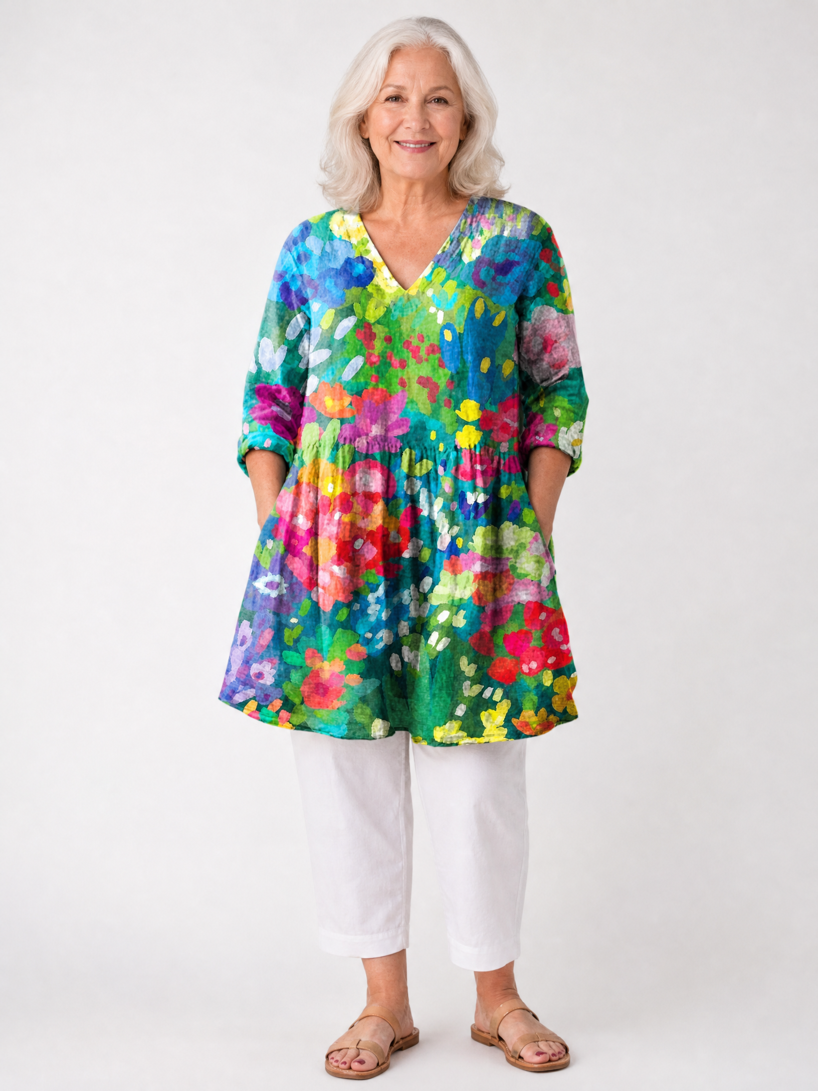 Maelle | Long Blouse with V-Neck