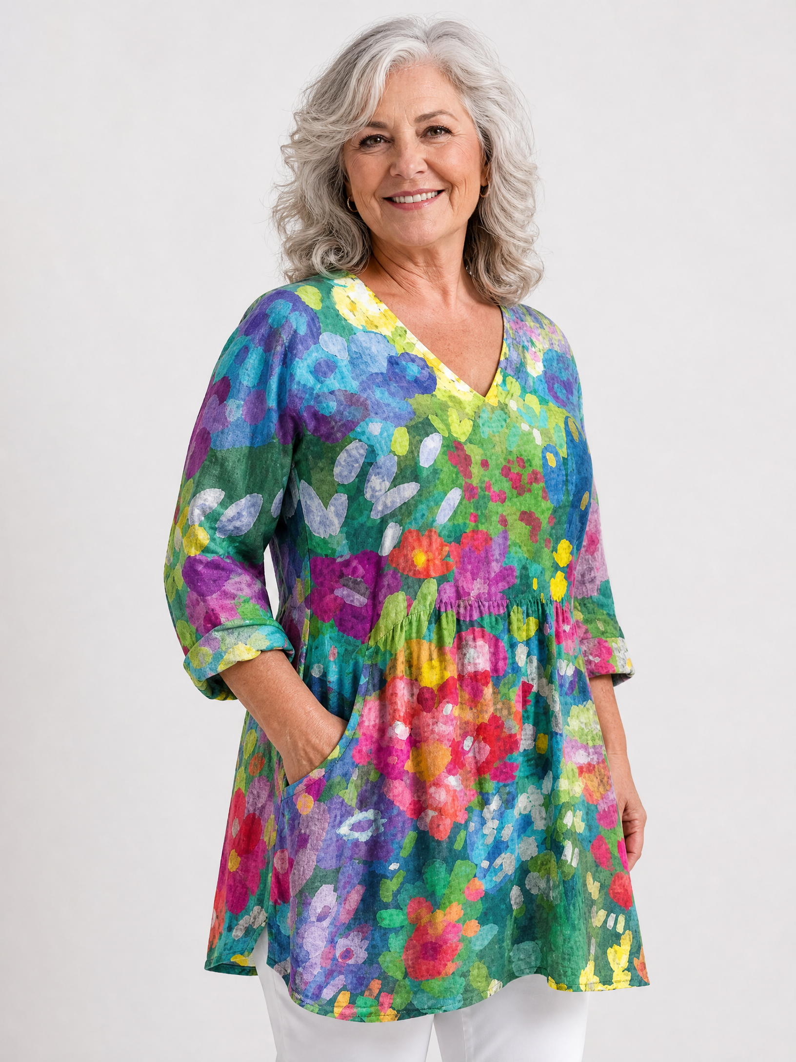 Maelle | Long Blouse with V-Neck