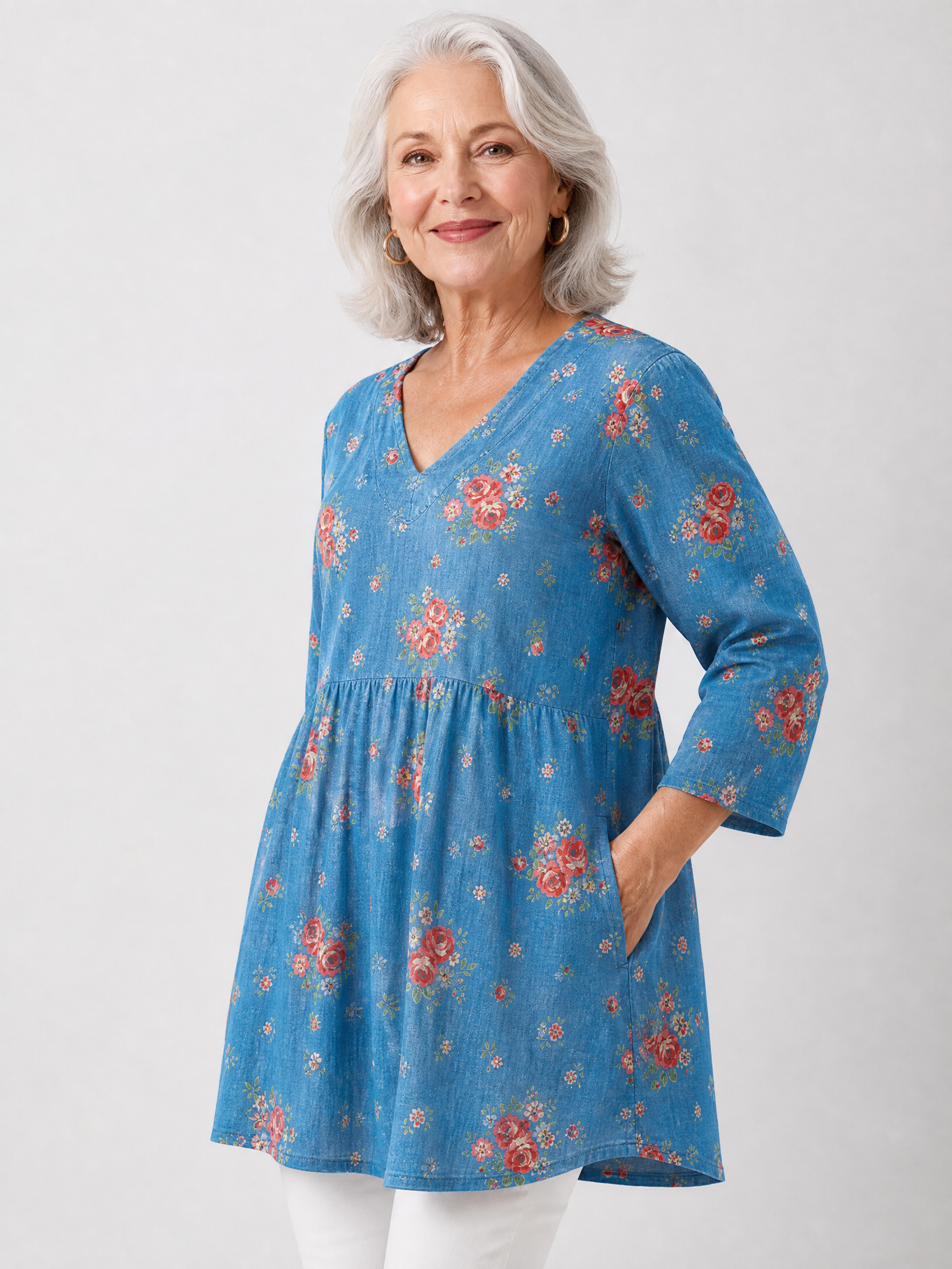 Melanie | Long Blouse with V-Neck