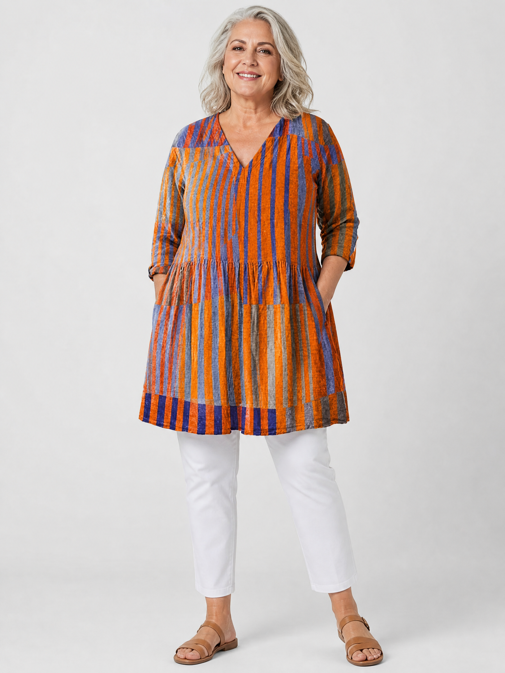 Nadia | Long Blouse with V-Neck