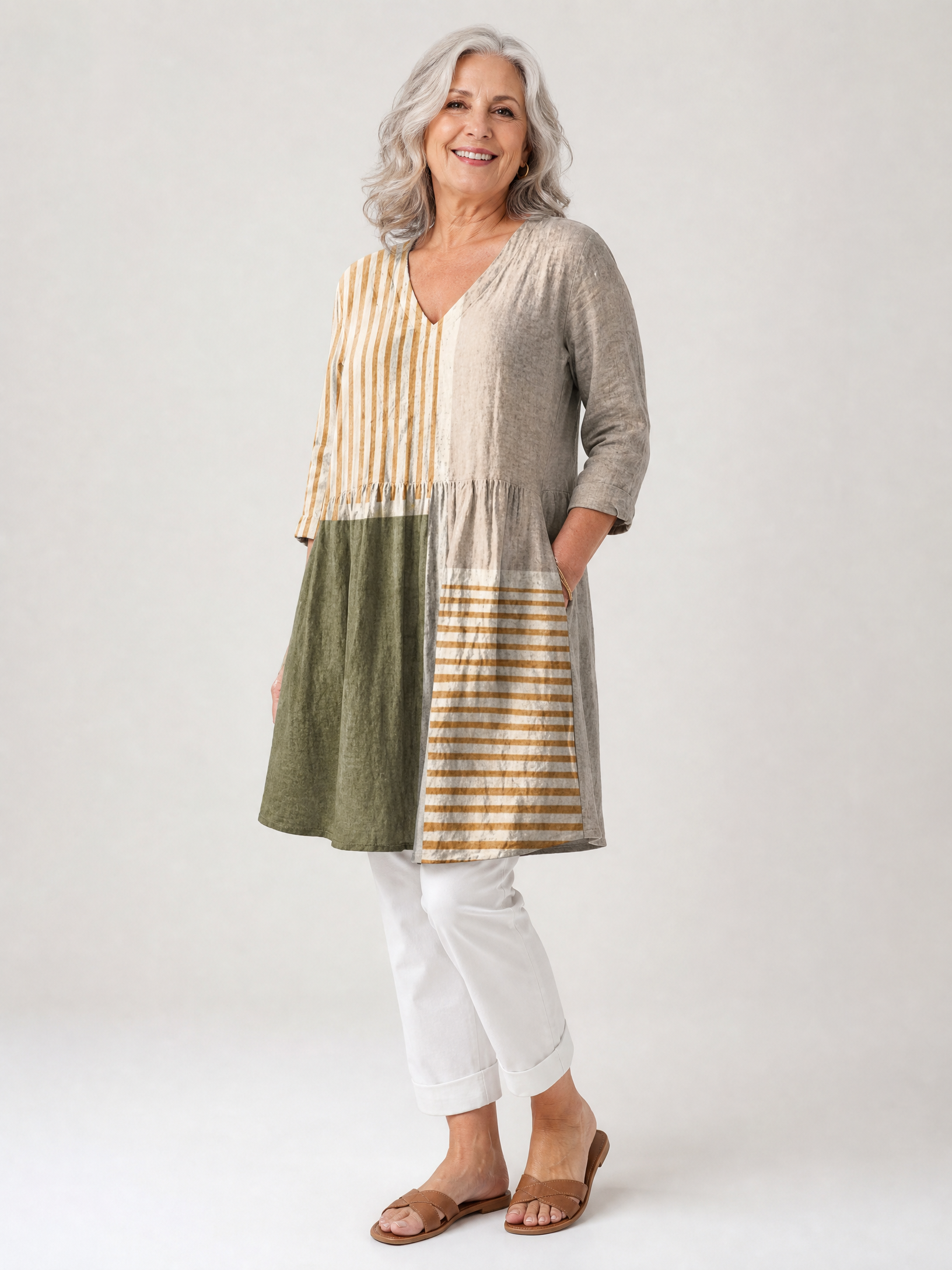 Camille | Long Blouse with V-Neck