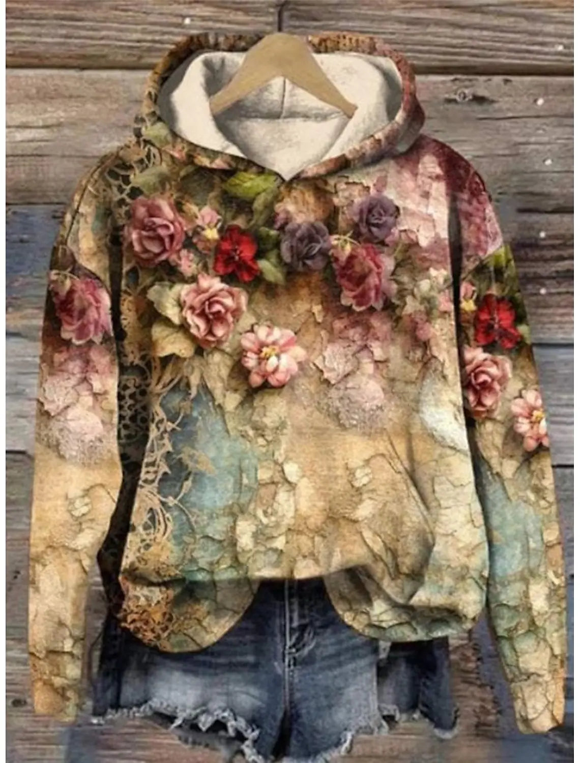 Eleanor Vintage Rose Quilted Hoodie