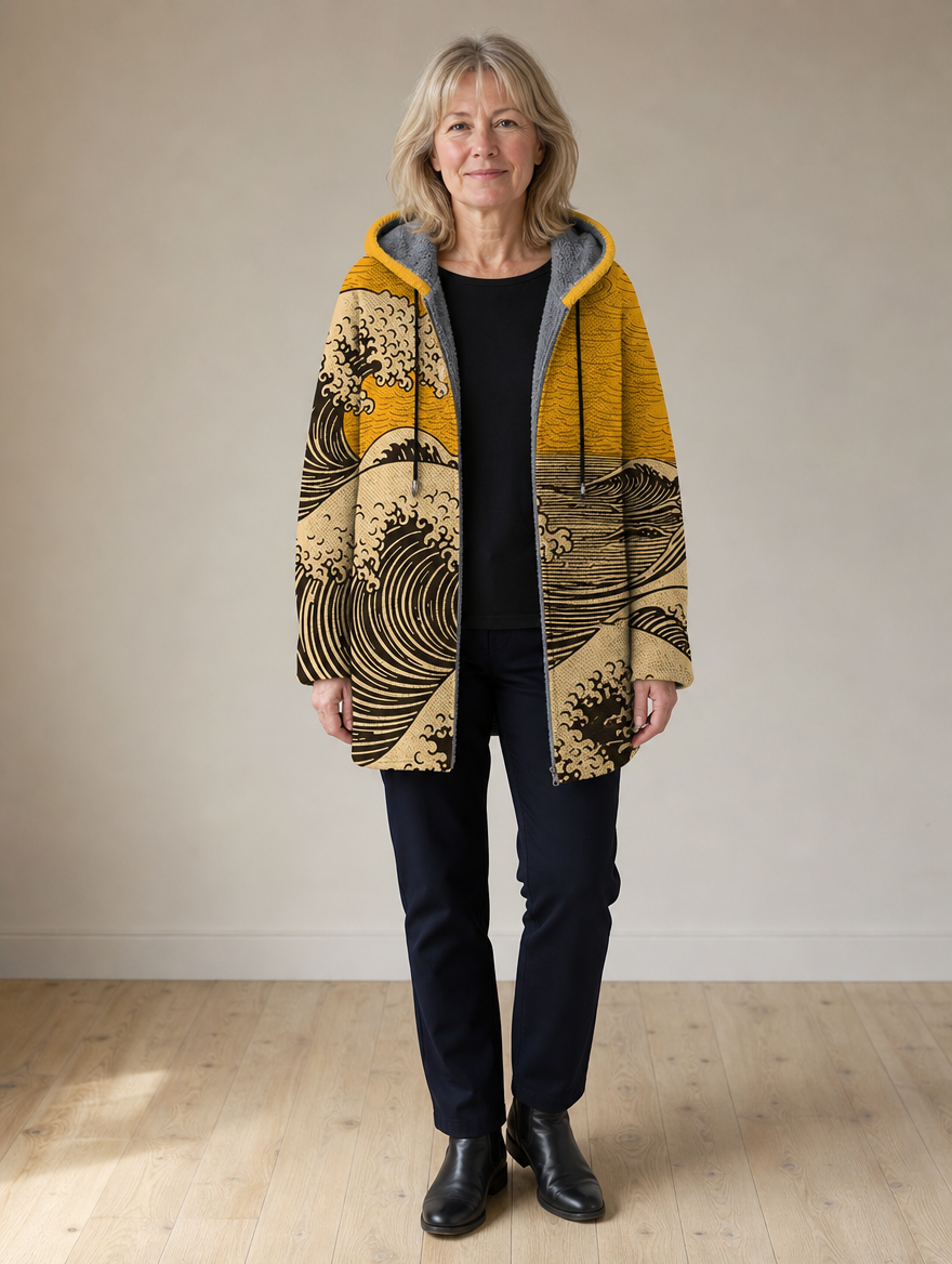 Margot | Hooded Artistic-Print Cardigan